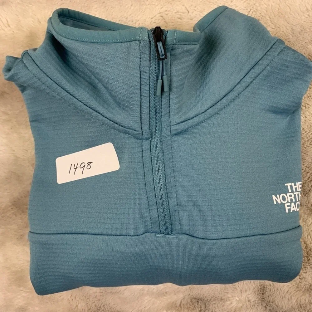 The North Face Mens Quarter Zip Grid Fleece‎ Pullover Blue NF0A8AZE Large